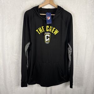 Columbus Crew Hoodie Sz Large Black MLS Soccer Long Sleeve Shirt Performance NWT